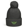 Kiwi Green Embroidered Logo Pom-Pom Beanie | Double-Layer