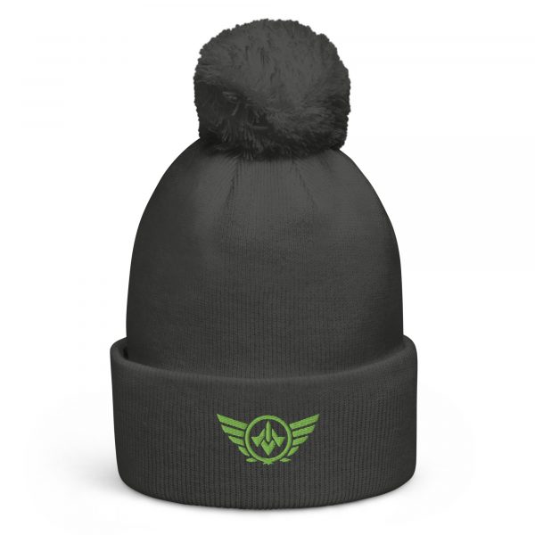 Kiwi Green Embroidered Logo Pom-Pom Beanie | Double-Layer