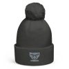 Grey Embroidered Brand Logo Pom-Pom Beanie | Double-Layer