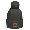 Old Gold Embroidered Brand Logo Pom-Pom Beanie | Double-Layer