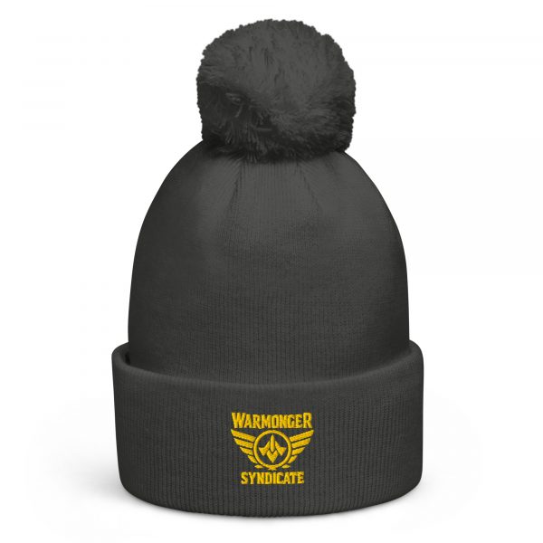 Gold Embroidered Brand Logo Pom-Pom Beanie | Double-Layer