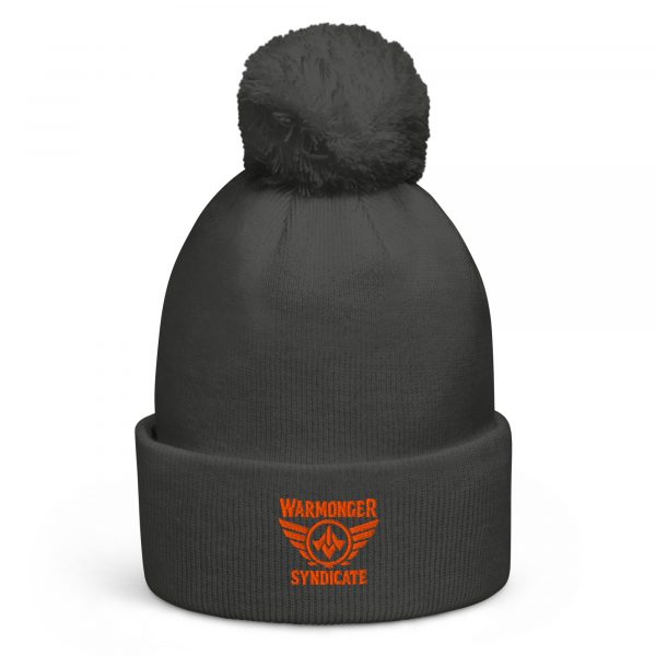 Orange Embroidered Brand Logo Pom-Pom Beanie | Double-Layer