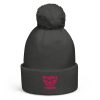Flamingo Embroidered Brand Logo Pom-Pom Beanie | Double-Layer