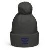 Navy Embroidered Brand Logo Pom-Pom Beanie | Double-Layer
