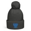 Aqua Embroidered Brand Logo Pom-Pom Beanie | Double-Layer