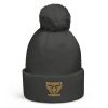 Old Gold Embroidered Brand Logo Pom-Pom Beanie | Single-Layer