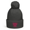 Flamingo Embroidered Brand Logo Pom-Pom Beanie | Single-Layer