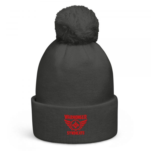 Red Embroidered Brand Logo Pom-Pom Beanie | Single-Layer