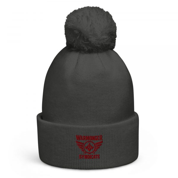 Maroon Embroidered Brand Logo Pom-Pom Beanie | Single-Layer