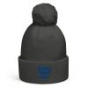 Royal Embroidered Brand Logo Pom-Pom Beanie | Single-Layer