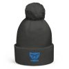 Aqua Embroidered Brand Logo Pom-Pom Beanie | Single-Layer