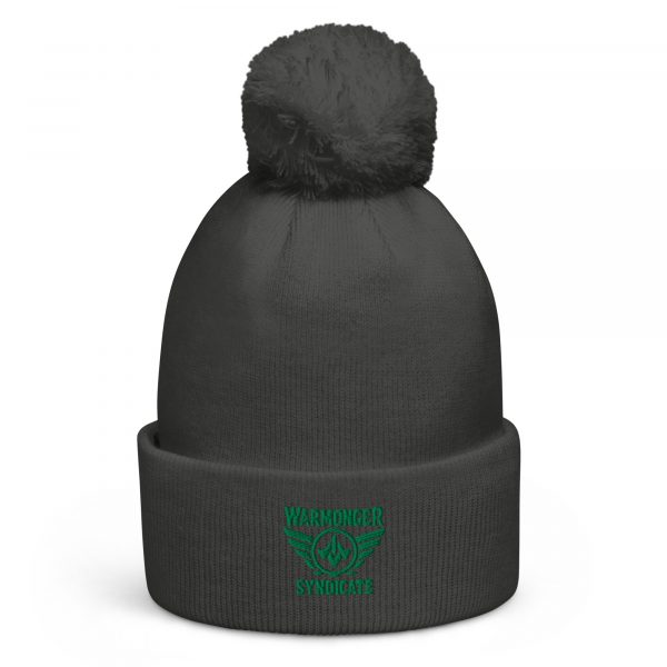 Kelly Green Embroidered Brand Logo Pom-Pom Beanie | Single-Layer