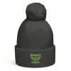 Kiwi Green Embroidered Brand Logo Pom-Pom Beanie | Single-Layer