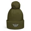pom-pom-beanie-moss-green-front-68b7dfb2bd11c.jpg Grey Embroidered Logo Pom-Pom Beanie | Double-Layer