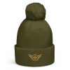 pom-pom-beanie-moss-green-front-68b7dfdfaa5b3.jpg Old Gold Embroidered Logo Pom-Pom Beanie | Double-Layer
