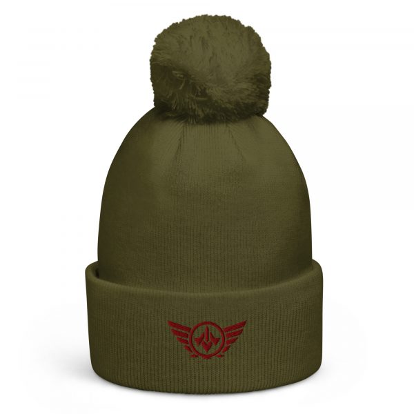 pom-pom-beanie-moss-green-front-68b7e09eabc8a.jpg Maroon Embroidered Logo Pom-Pom Beanie | Double-Layer