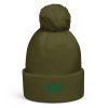 Kelly Green Embroidered Logo Pom-Pom Beanie | Double-Layer