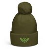 Kiwi Green Embroidered Logo Pom-Pom Beanie | Double-Layer