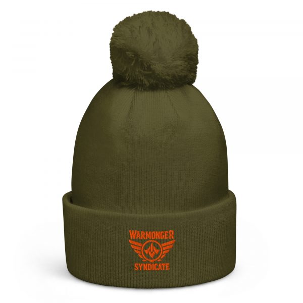 Orange Embroidered Brand Logo Pom-Pom Beanie | Double-Layer