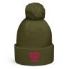 Flamingo Embroidered Brand Logo Pom-Pom Beanie | Double-Layer