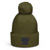 Navy Embroidered Brand Logo Pom-Pom Beanie | Double-Layer
