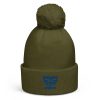 pom-pom-beanie-moss-green-front-68b7e860be806.jpg Royal Embroidered Brand Logo Pom-Pom Beanie | Double-Layer