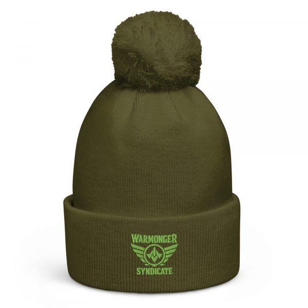 Kiwi Green Embroidered Brand Logo Pom-Pom Beanie | Double-Layer