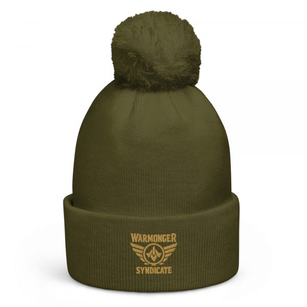 Old Gold Embroidered Brand Logo Pom-Pom Beanie | Single-Layer