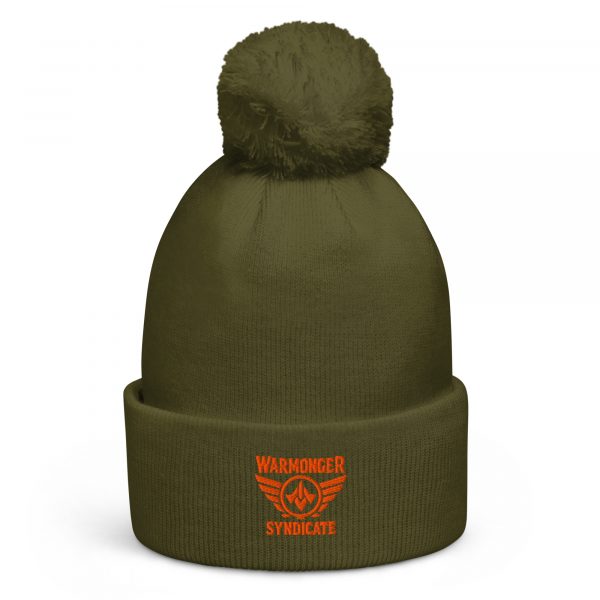 Orange Embroidered Brand Logo Pom-Pom Beanie | Single-Layer
