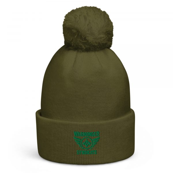 Kelly Green Embroidered Brand Logo Pom-Pom Beanie | Single-Layer