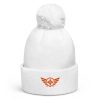 pom-pom-beanie-white-front-68b7e020aa525.jpg Orange Embroidered Logo Pom-Pom Beanie | Double-Layer