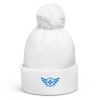 Aqua Embroidered Logo Pom-Pom Beanie | Double-Layer