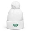Kelly Green Embroidered Logo Pom-Pom Beanie | Double-Layer