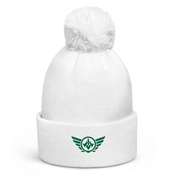 Kelly Green Embroidered Logo Pom-Pom Beanie | Double-Layer