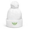Kiwi Green Embroidered Logo Pom-Pom Beanie | Double-Layer