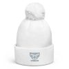 Grey Embroidered Brand Logo Pom-Pom Beanie | Double-Layer
