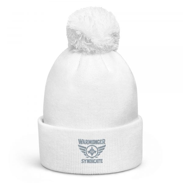 Grey Embroidered Brand Logo Pom-Pom Beanie | Double-Layer