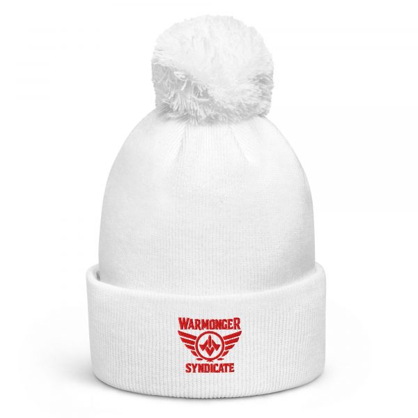 Red Embroidered Brand Logo Pom-Pom Beanie | Double-Layer