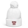 Maroon Embroidered Brand Logo Pom-Pom Beanie | Double-Layer
