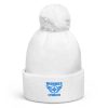 Aqua Embroidered Brand Logo Pom-Pom Beanie | Double-Layer