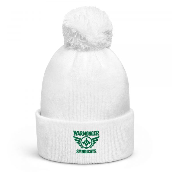 Kelly Green Embroidered Brand Logo Pom-Pom Beanie | Double-Layer