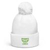 Kiwi Green Embroidered Brand Logo Pom-Pom Beanie | Double-Layer