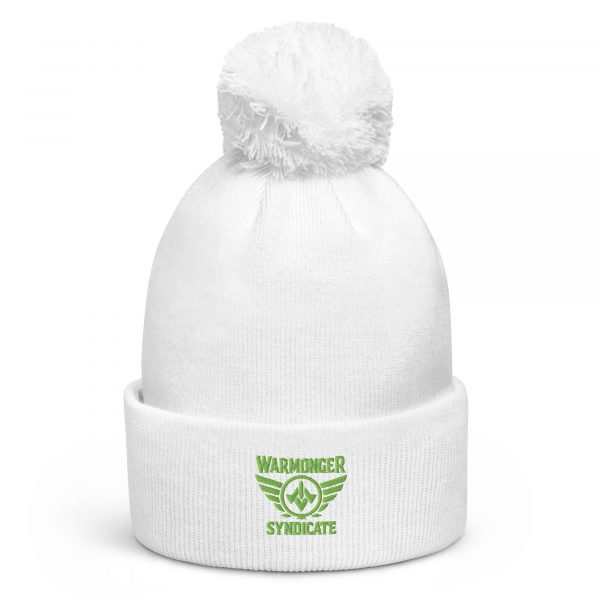 Kiwi Green Embroidered Brand Logo Pom-Pom Beanie | Double-Layer