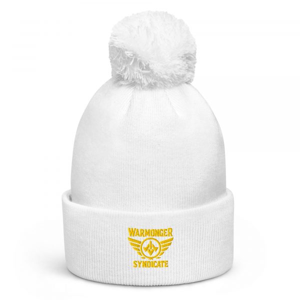 Gold Embroidered Brand Logo Pom-Pom Beanie | Single-Layer