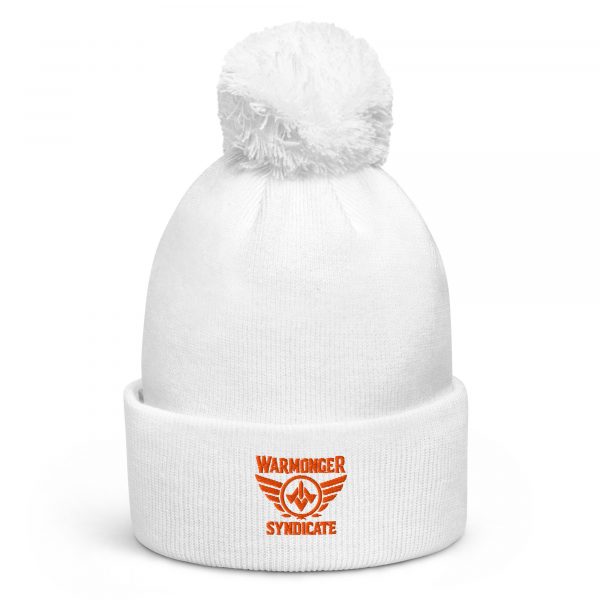 Orange Embroidered Brand Logo Pom-Pom Beanie | Single-Layer