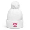 Flamingo Embroidered Brand Logo Pom-Pom Beanie | Single-Layer