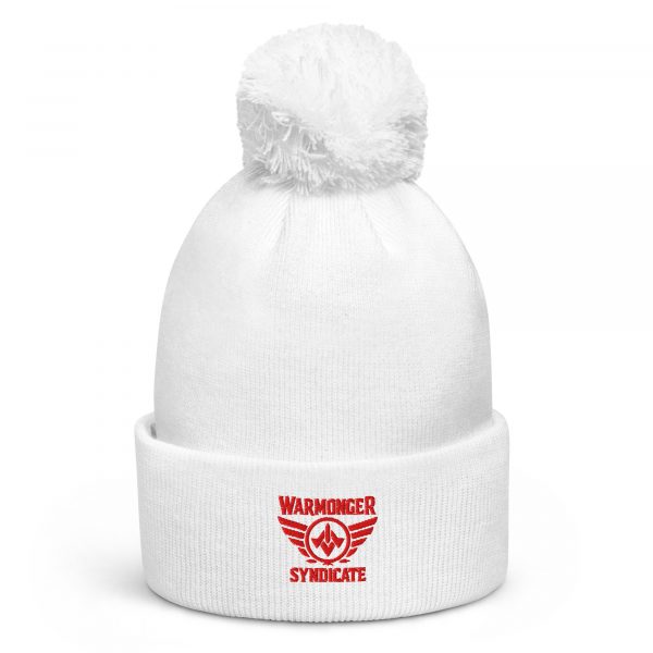 Red Embroidered Brand Logo Pom-Pom Beanie | Single-Layer