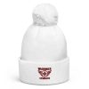 Maroon Embroidered Brand Logo Pom-Pom Beanie | Single-Layer