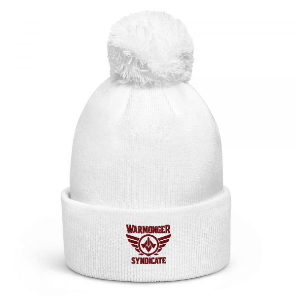 Maroon Embroidered Brand Logo Pom-Pom Beanie | Single-Layer