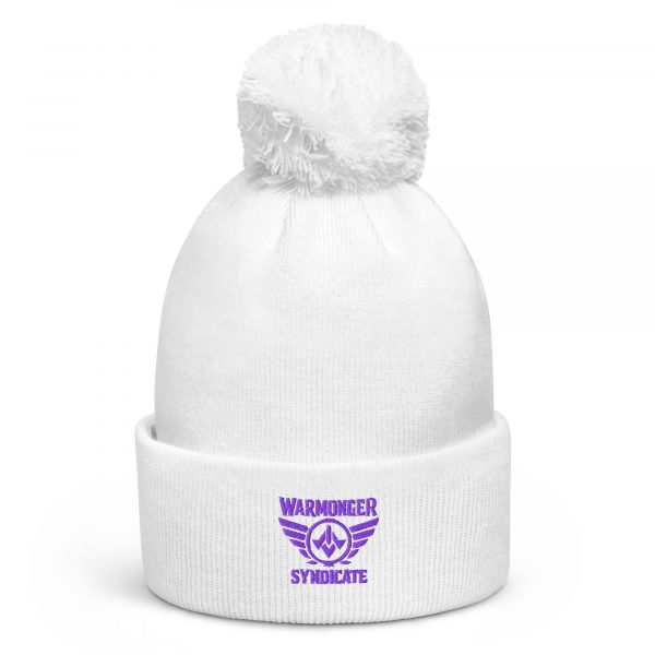 Purple Embroidered Brand Logo Pom-Pom Beanie | Single-Layer